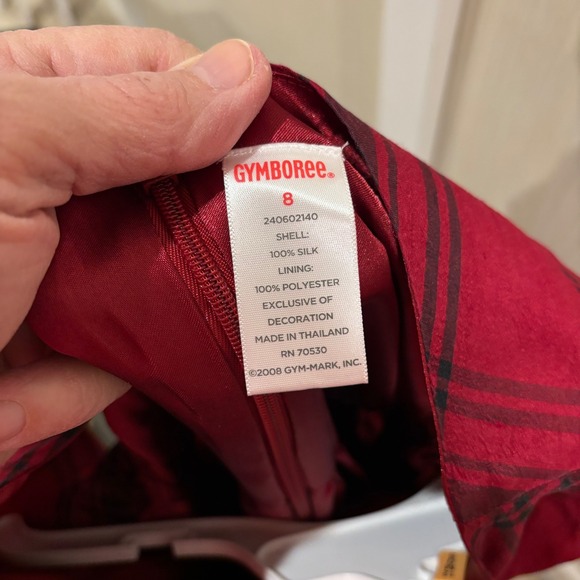 Gymboree Girls Red Black Plaid Velvet Bow Dress Size 8 Holiday Party Occasion - Picture 5 of 8